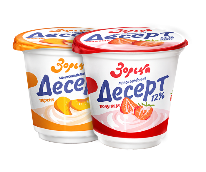 Десерти Зорька Персик і Полуниця